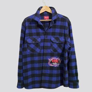 Supreme Wool Blend 1-800 Buffalo Plaid Shirt Size Large Navy Black FW19